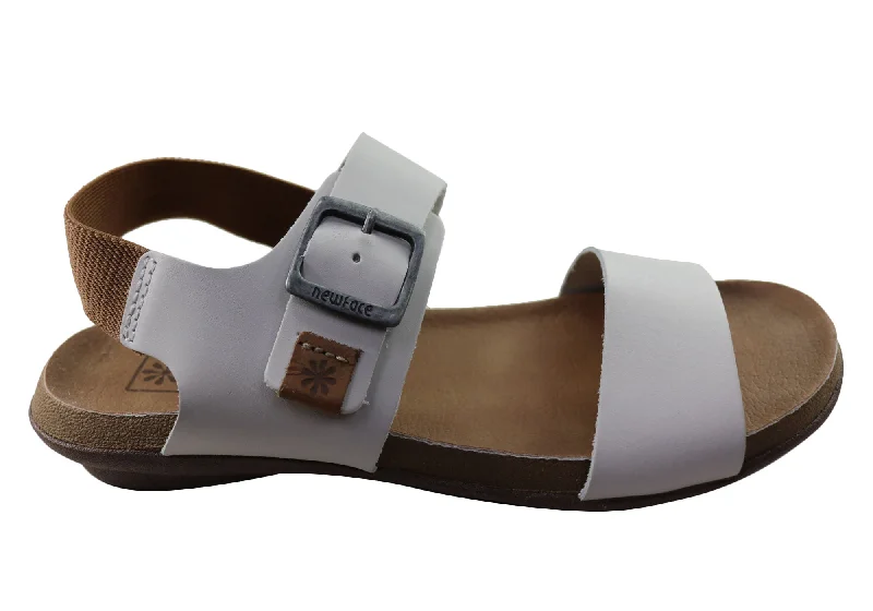 Anti - Slip Women's Sandals with a Grooved Sole in Green for Outdoor AdventuresNew Face Tasha Womens Comfortable Leather Sandals Made In Brazil