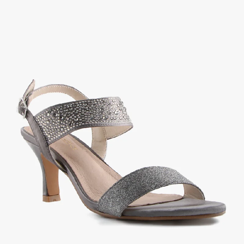 Women's Leather - Strapped Sandals with a Braided Detail in Brown for a Rustic AppealNUKE GREY SATIN