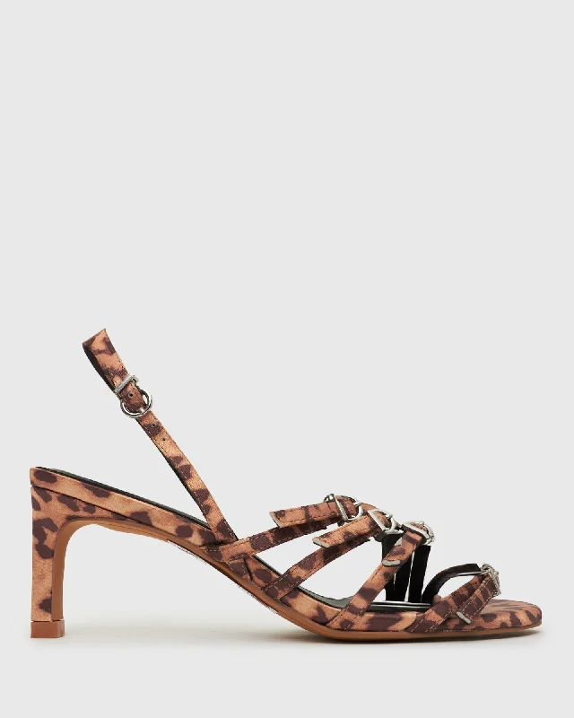 Women's Leather - Strapped Sandals with a Braided Detail in Brown for a Rustic AppealODEN Buckle Strappy Heel Sandals