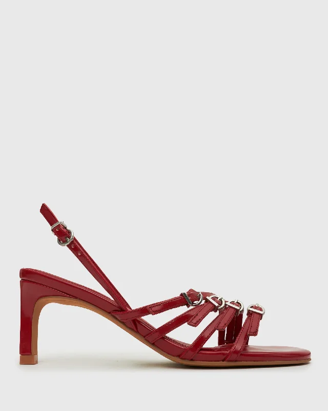Women's Rhinestone - Embellished Open - Toe Sandals in Silver for a Glamorous Party LookODEN Buckle Strappy Heel Sandals