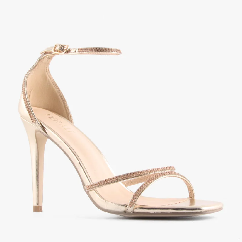Sustainable Women's Recycled Material Sandals in Beige for Eco - Conscious ShoppersORMOND CHAMPAGNE METALIC