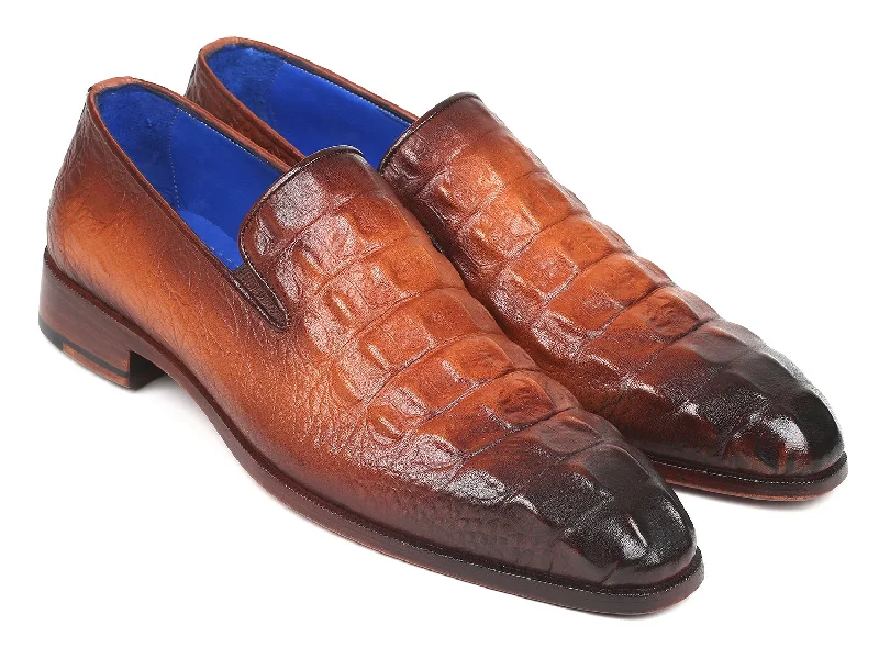 Women's Metallic Foil - Finish Loafers in Gold for a Glamorous Night OutPaul Parkman Brown Crocodile Embossed Calfskin Loafers (ID#5576-BRW) Women's Metallic Foil - Finish Loafers in Gold for a Glamorous Night OutPaul Parkman Brown Crocodile Embossed Calfskin Loafers (ID#5576-BRW)