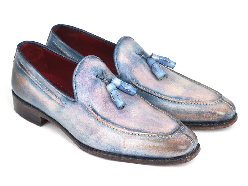Women's Embroidered Floral Pattern Loafers in Beige for a Spring - Inspired OutfitPaul Parkman Tassel Loafers Lila Hand-Painted (ID#083-LIL)
