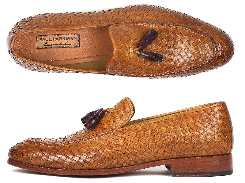 Child - Friendly Women's Loafers in Purple for Moms on the GoPaul Parkman Woven Leather Tassel Loafers Camel Colour (ID#WVN44-CML) Child - Friendly Women's Loafers in Purple for Moms on the GoPaul Parkman Woven Leather Tassel Loafers Camel Colour (ID#WVN44-CML)