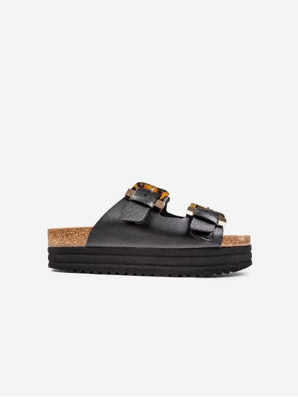 Women's Sandals with a Floral - Printed Upper in Pink for a Feminine Spring LookPlum Women's Vegan Footbed Sandals | Black Tortoiseshell Women's Sandals with a Floral - Printed Upper in Pink for a Feminine Spring LookPlum Women's Vegan Footbed Sandals | Black Tortoiseshell