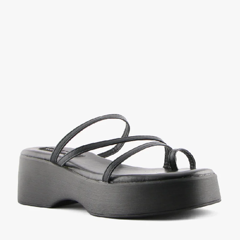Sustainable Women's Recycled Material Sandals in Beige for Eco - Conscious ShoppersQUINN BLACK