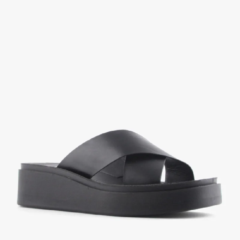Women's Leather - Strapped Sandals with a Braided Detail in Brown for a Rustic AppealRAYNE BLACK