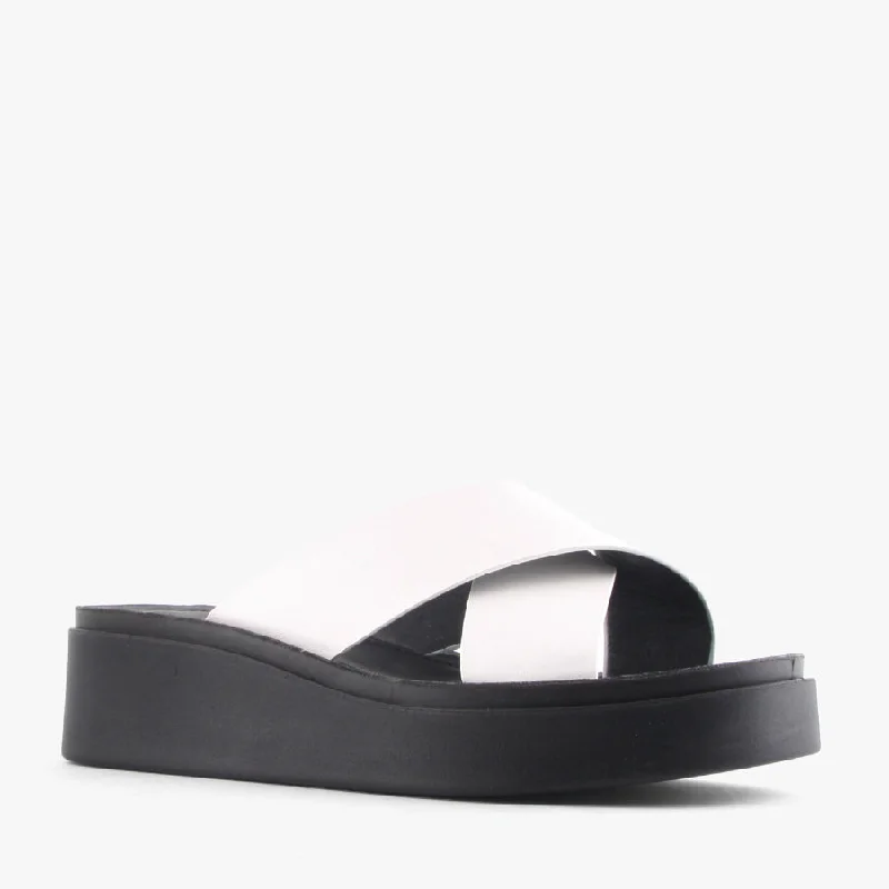 Plus Size Women's Wide - Width Platform Sandals in Black for Added Comfort and HeightRAYNE WHITE