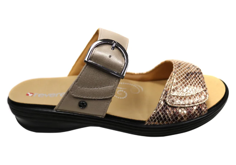 Women's Sandals with a Floral - Printed Upper in Pink for a Feminine Spring LookRevere Calais Womens Wide Width Leather Comfortable Slides Sandals Women's Sandals with a Floral - Printed Upper in Pink for a Feminine Spring LookRevere Calais Womens Wide Width Leather Comfortable Slides Sandals