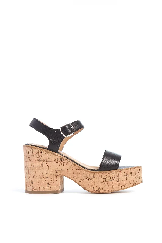 Women's Cork - Soled Espadrille Sandals with a Rope - Trimmed Upper in Navy for a Summer VibeSardis Platform Sandal in Black Nappa Leather
