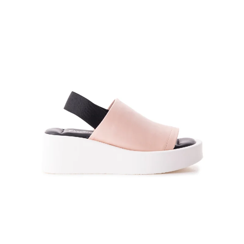 Women's Flat Slide Sandals with a Memory Foam Insole in White for All - Day ComfortShima Nude Leather