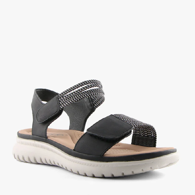 Women's Sandals with a Floral - Printed Upper in Pink for a Feminine Spring LookSHOLA BLACK