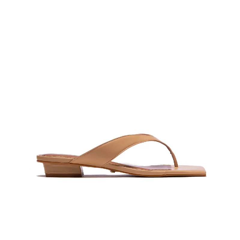 Sustainable Women's Recycled Material Sandals in Beige for Eco - Conscious ShoppersSoleil Almond Leather