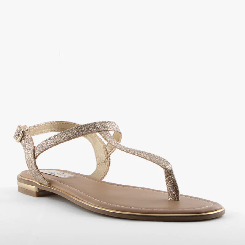 Anti - Slip Women's Sandals with a Grooved Sole in Green for Outdoor AdventuresSTARA GOLD GLITTER