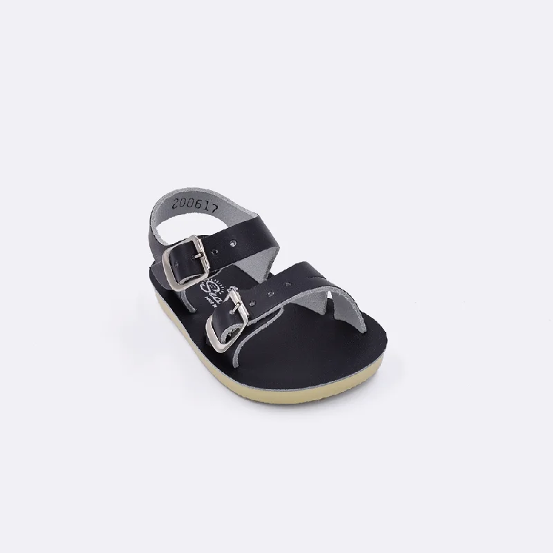 Women's Flat Slide Sandals with a Memory Foam Insole in White for All - Day ComfortSun-San Sea Wee Black