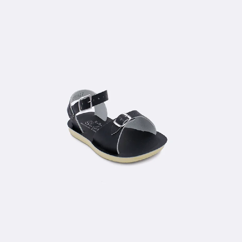 Women's Rhinestone - Embellished Open - Toe Sandals in Silver for a Glamorous Party LookSun-San Surfer Black - Toddler