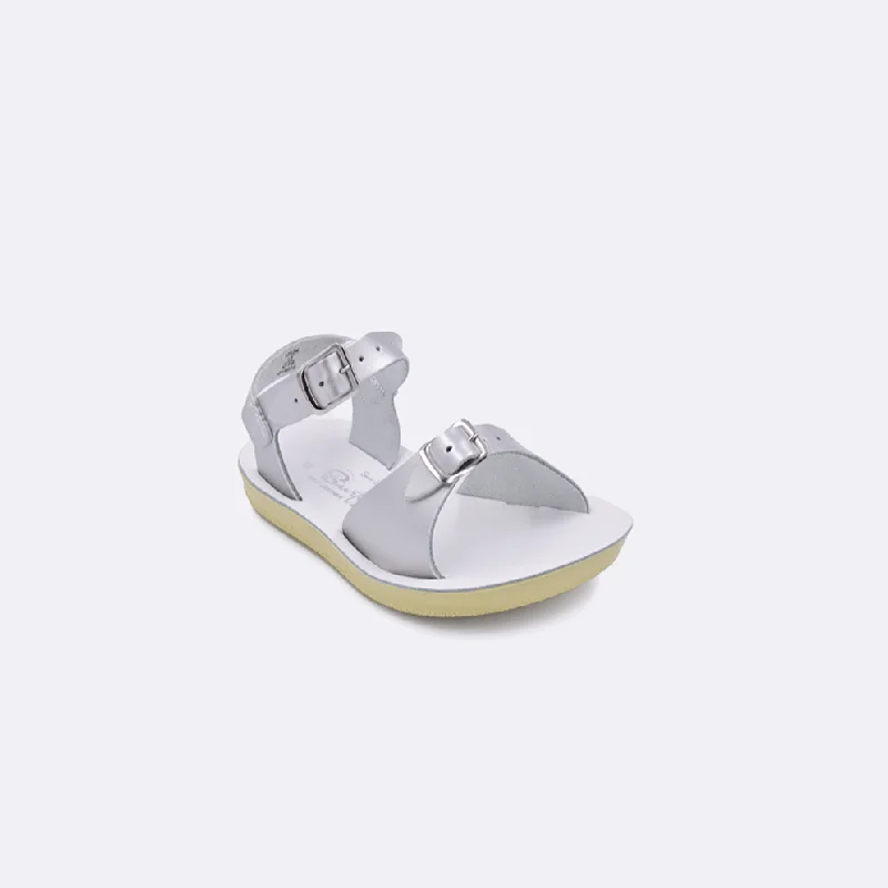 Women's Cork - Soled Espadrille Sandals with a Rope - Trimmed Upper in Navy for a Summer VibeSun-San Surfer Silver - Toddler