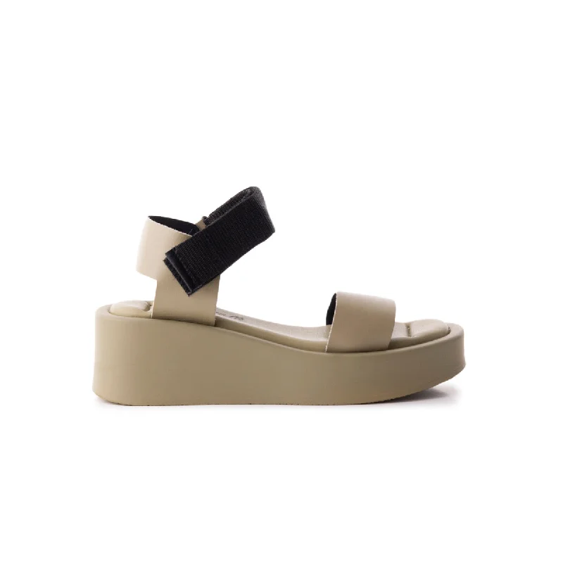 Women's Sandals with a Glitter - Coated Strap in Gold for a Sparkly Summer OutfitTenshi Khaki Leather