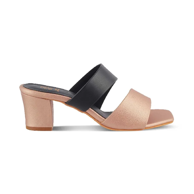 Child - Friendly Women's Sandals with a Secure Buckle in Purple for Moms on the GoThe Satania Champagne Women's Dress Block Heel Sandals Tresmode