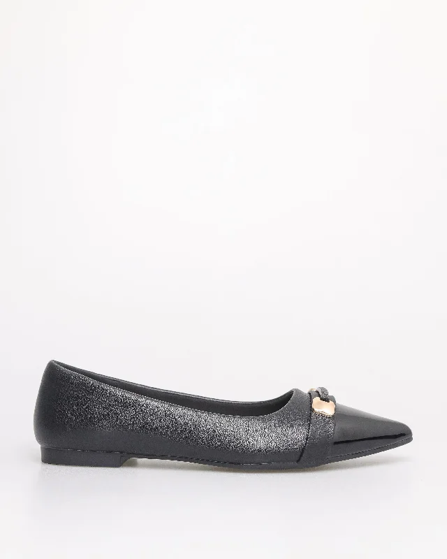 Sustainable Women's Recycled Material Sandals in Beige for Eco - Conscious ShoppersTomaz NN374 Ladies Pointy Elegance Band Flats (Black)