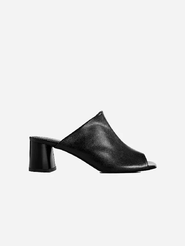 Elastic - Strap Women's Sandals with a Padded Toe in Teal for Easy On - and - OffUptown Desserto® Cactus Leather Vegan Mules | Black