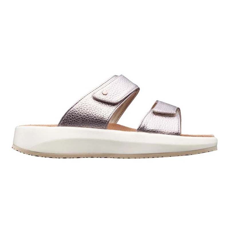 Elastic - Strap Women's Sandals with a Padded Toe in Teal for Easy On - and - OffVienna II Wide Fit Women's Slip On Flat Sandal