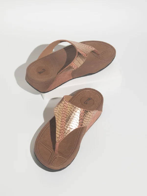 Women's Sandals with a Wedge Heel and a Tassel Detail in Orange for a Trendy LookWomen Peach Embellished Comfort Sandals