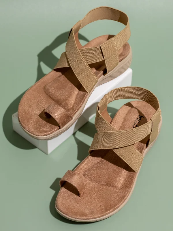 Child - Friendly Women's Sandals with a Secure Buckle in Purple for Moms on the GoWomens Beige Solid Round Toe Casual Sandals
