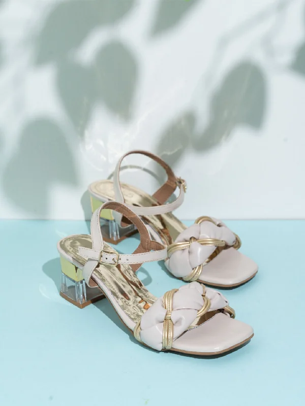 Women's Rhinestone - Embellished Open - Toe Sandals in Silver for a Glamorous Party LookWomens Cream Party Wear Solid Square Toe Sandals