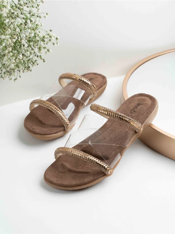 Orthopedic Women's Sandals with Arch Support in Gray for Foot HealthWomens Gold Casual Transparent Ethnic Round Toe Flat sandals