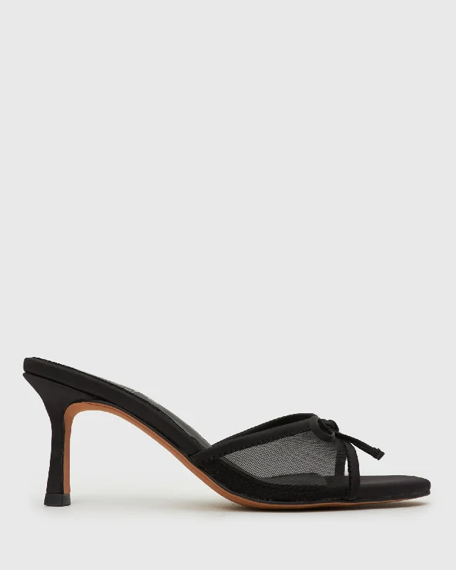 Women's Leather - Strapped Sandals with a Braided Detail in Brown for a Rustic AppealYARA Bow Mesh Heeled Mules
