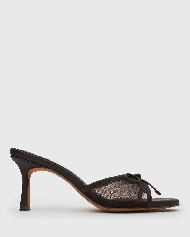 Elastic - Strap Women's Sandals with a Padded Toe in Teal for Easy On - and - OffYARA Bow Mesh Heeled Mules