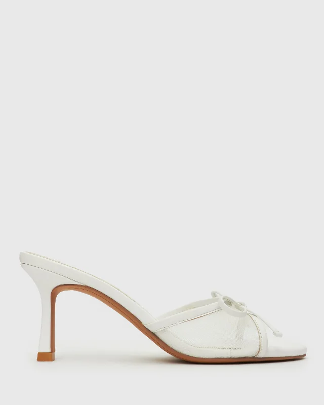 Child - Friendly Women's Sandals with a Secure Buckle in Purple for Moms on the GoYARA Bow Mesh Heeled Mules