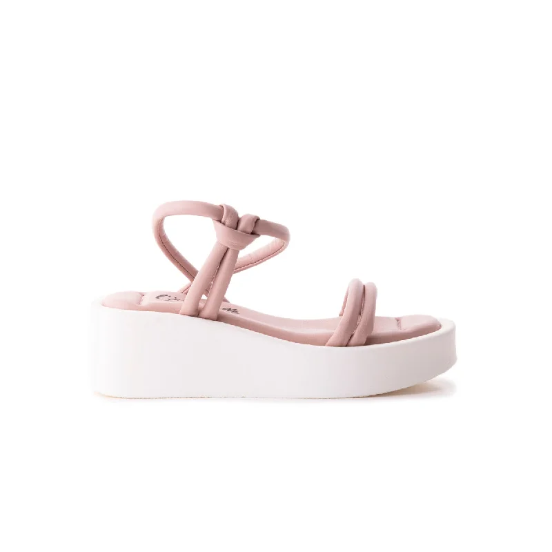 Women's Sandals with a Floral - Printed Upper in Pink for a Feminine Spring LookYumiko Pink Leather