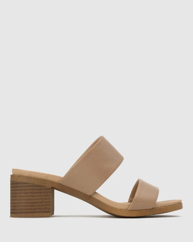 Women's Leather - Strapped Sandals with a Braided Detail in Brown for a Rustic AppealPIPPA Vegan Block Heel Mules
