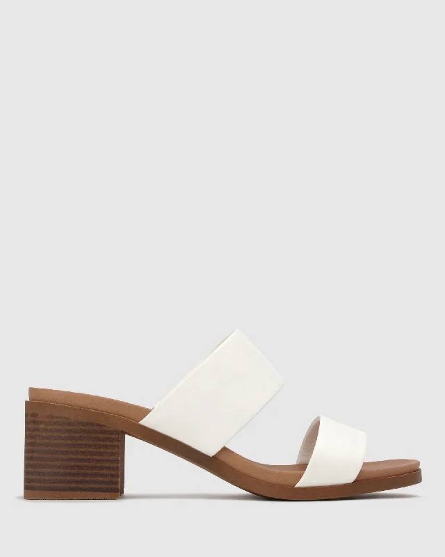 Women's Strappy Gladiator Sandals with Buckle Closures in Tan for a Boho LookPIPPA Vegan Block Heel Mules