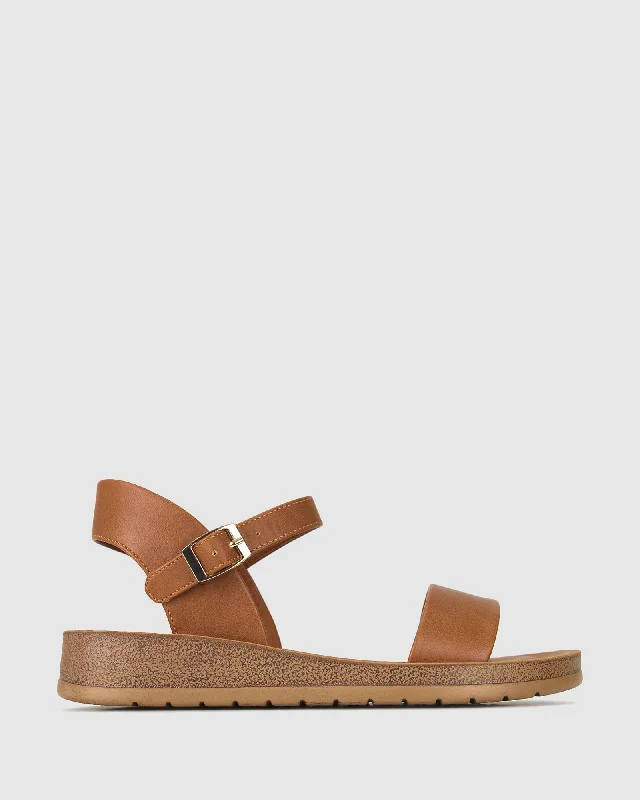 Women's Sandals with a Wedge Heel and a Tassel Detail in Orange for a Trendy LookWider Fit RAMBLE Vegan Sandals