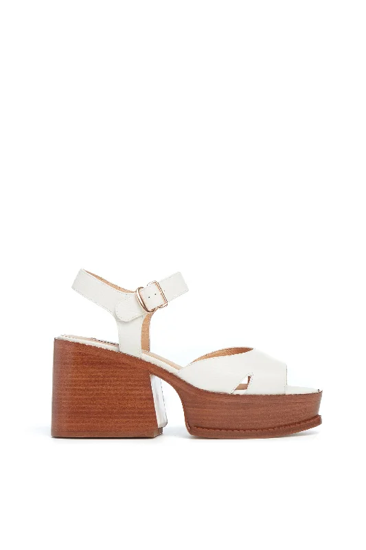 Women's Rhinestone - Embellished Open - Toe Sandals in Silver for a Glamorous Party LookZuri Platform Sandal in Cream Textured Leather