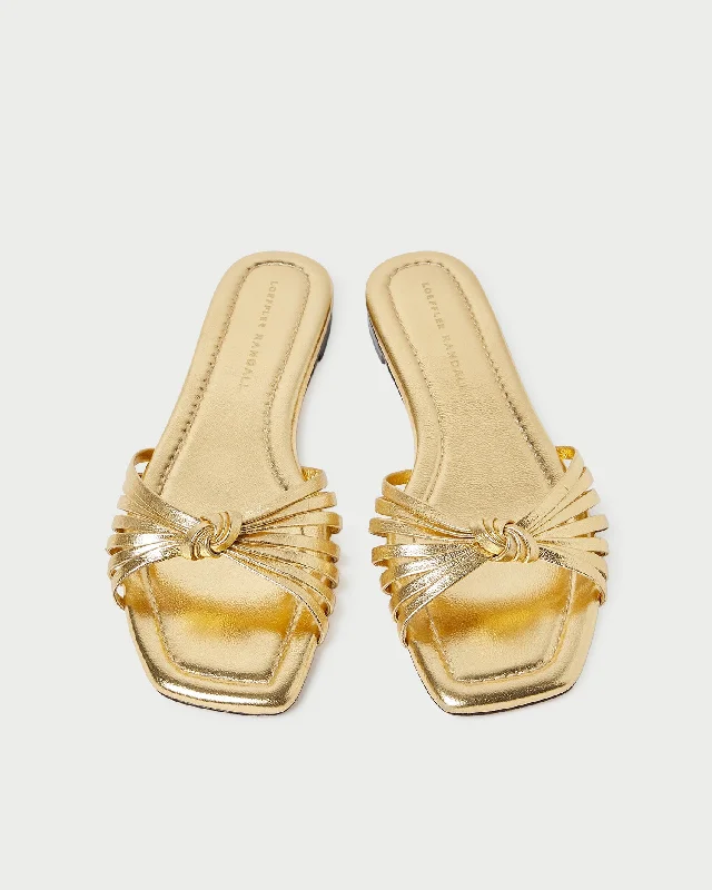 Women's Ankle - Strap Sandals with a Block Heel in Red for a Sophisticated Style Women's Ankle - Strap Sandals with a Block Heel in Red for a Sophisticated Style Sustainable Women's Recycled Material Sandals in Beige for Eco - Conscious ShoppersIzzie Gold Leather Knot Sandal