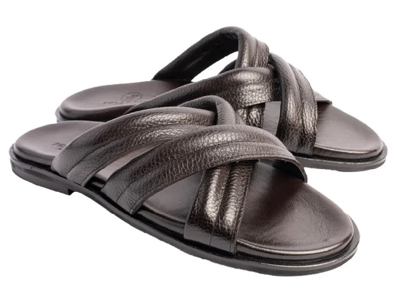 Women's Leather - Strapped Sandals with a Braided Detail in Brown for a Rustic Appeal Women's Leather - Strapped Sandals with a Braided Detail in Brown for a Rustic Appeal Plus Size Women's Wide - Width Platform Sandals in Black for Added Comfort and HeightPelle "Balaer" Slip-On Calfskin Sandal Brown