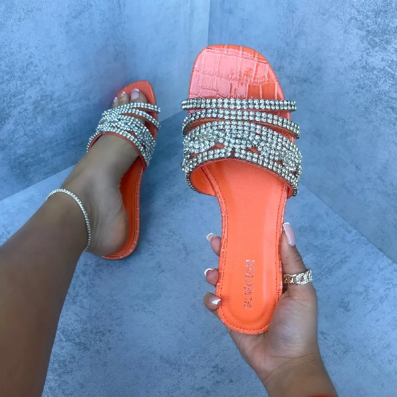 Women's Flat Slide Sandals with a Memory Foam Insole in White for All - Day Comfort Women's Flat Slide Sandals with a Memory Foam Insole in White for All - Day Comfort Waterproof Women's Rubber Beach Sandals with Arch Support in Blue for Water ActivitiesPriyanka - Orange Croc Print With Silver Diamante Detail Slip On Sandals Women's Flat Slide Sandals with a Memory Foam Insole in White for All - Day Comfort Women's Flat Slide Sandals with a Memory Foam Insole in White for All - Day Comfort Waterproof Women's Rubber Beach Sandals with Arch Support in Blue for Water ActivitiesPriyanka - Orange Croc Print With Silver Diamante Detail Slip On Sandals