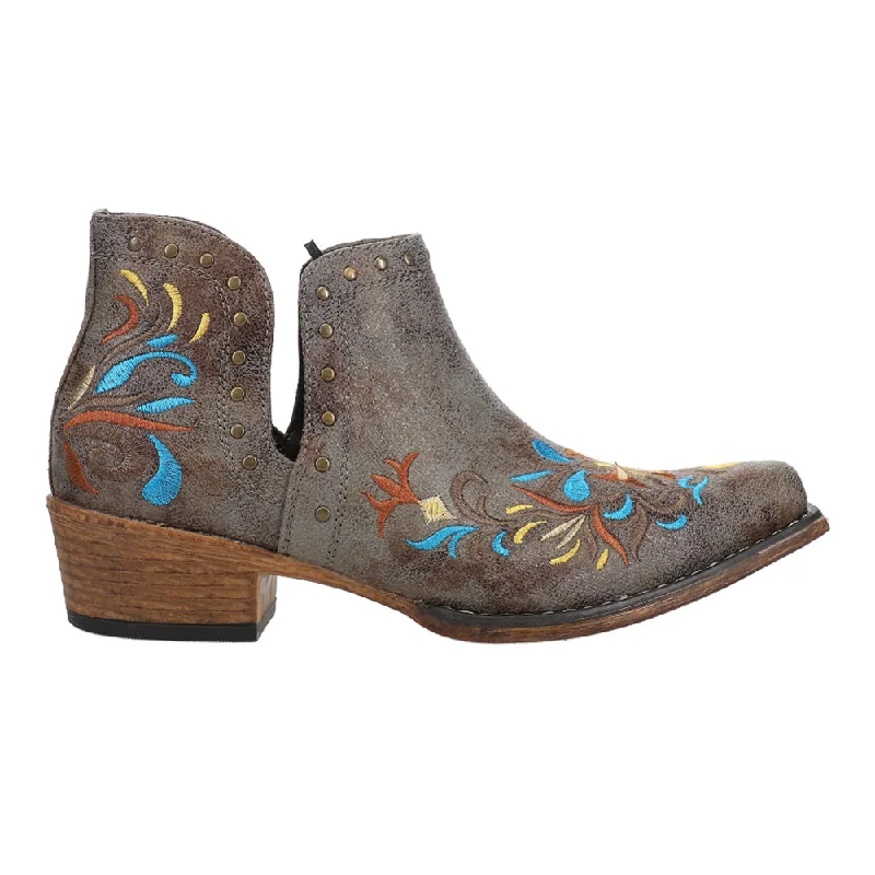 women's ankle boots with cutoutsAva Floral Embroidered Snip Toe Cowboy Booties