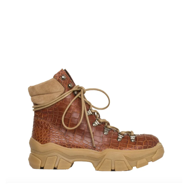 women's ankle boots with hidden wedgeEliosa Crocco Brown