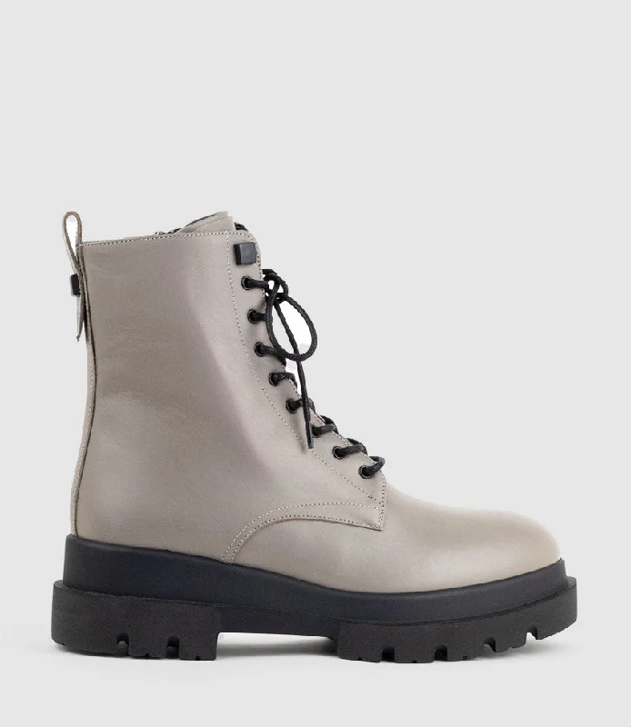 women's ankle boots for winterBRENDAN Combat Boot in Taupe
