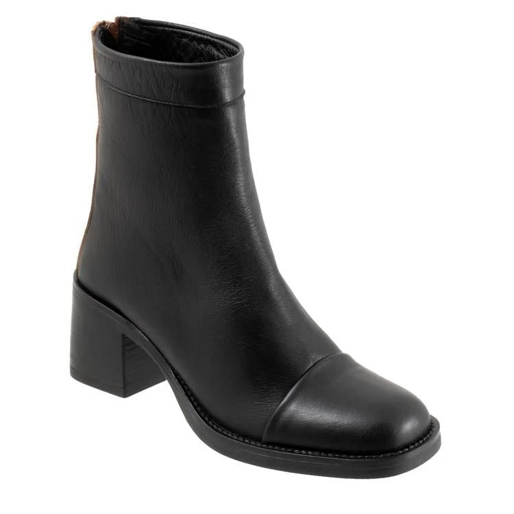 women's ankle boots with round toeBueno RINA Heeled Boot in Black/Walnut