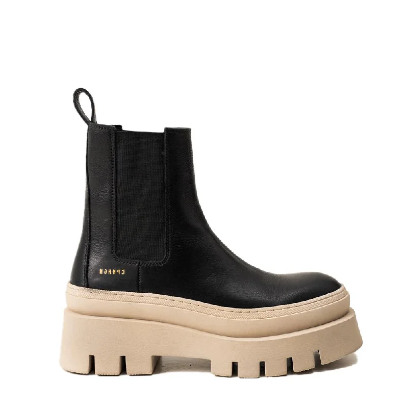 women's flat ankle bootsVitello Black Nature Chelsea Boots