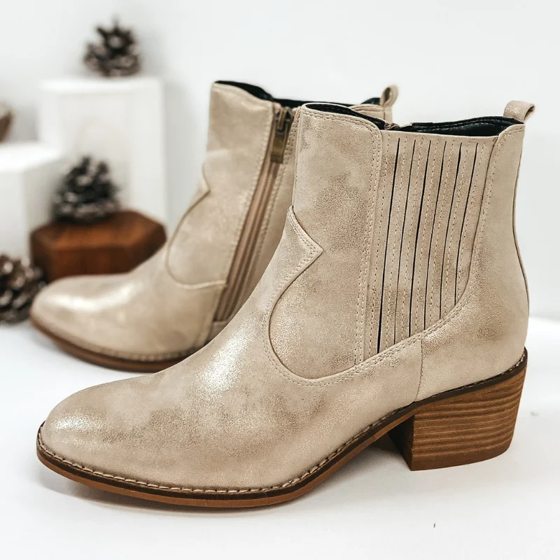 women's ankle boots with chunky heelsCorky's | Starboard Zip Up Ankle Booties in Gold Metallic women's ankle boots with chunky heelsCorky's | Starboard Zip Up Ankle Booties in Gold Metallic