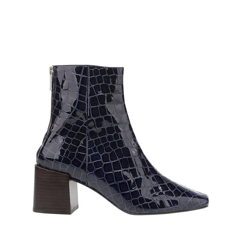 women's ankle boots with sock designInga Midnight Reptile Nappa Boots