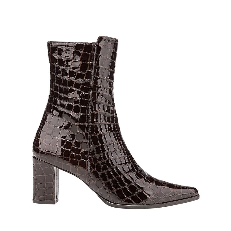 women's ankle boots with floral designTeddy Nappa Pecan Reptile Boots