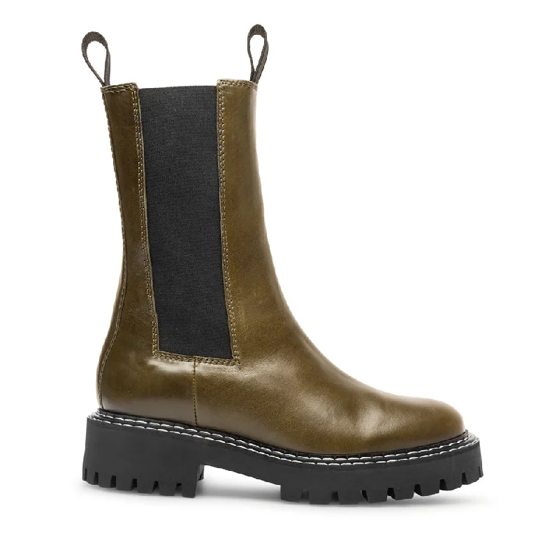 women's ankle boots with pull tabsAngie Chelsea Olive Boots